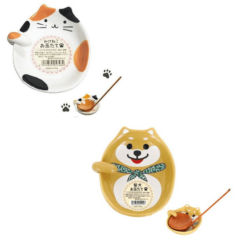 霜山SHIMOYAMA 田中箸店貓咪柴犬造型陶瓷彩釉碟型 湯勺架 |湯匙架|醬料碟 - 富士通販