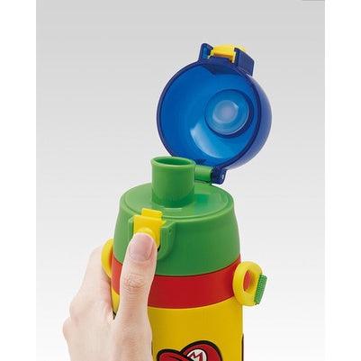 日本 Skater 馬力歐 兒童直飲不鏽鋼水壺|保冷 保溫 彈蓋式 立體造型 - 富士通販