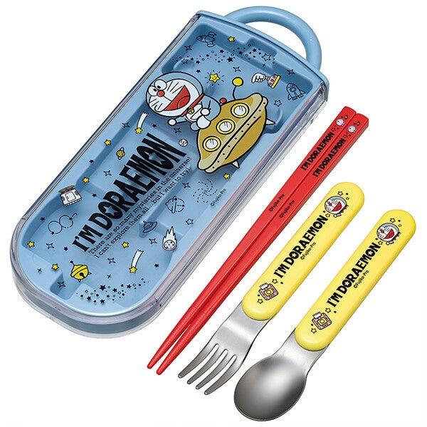 日本製 skater 哆拉A夢兒童餐具組 附盒 筷子 湯匙 叉子 - 富士通販