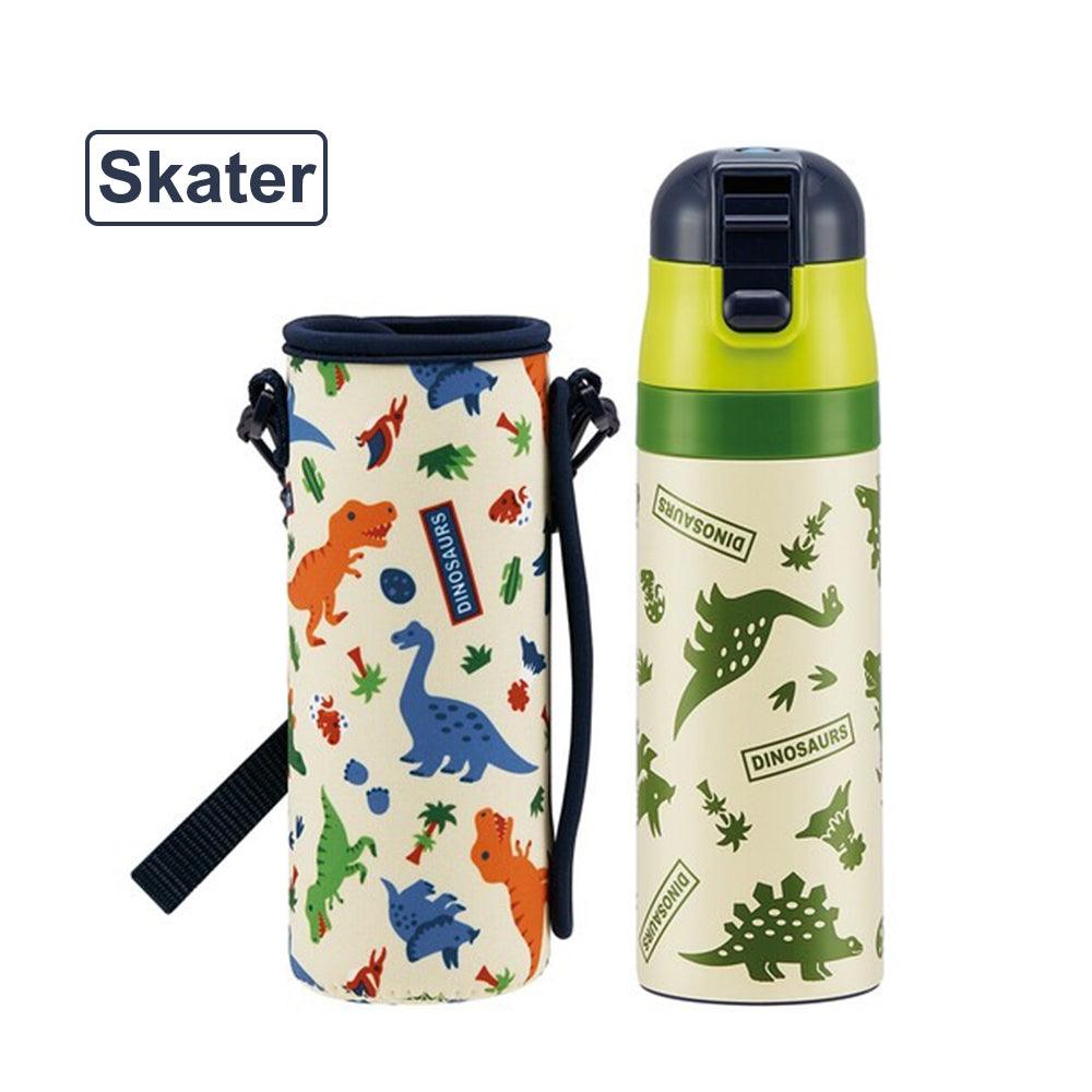 日本 Skater 恐龍 保冷 保溫 不鏽鋼水壺 470ml|直飲 彈蓋 防撞保護套 - 富士通販
