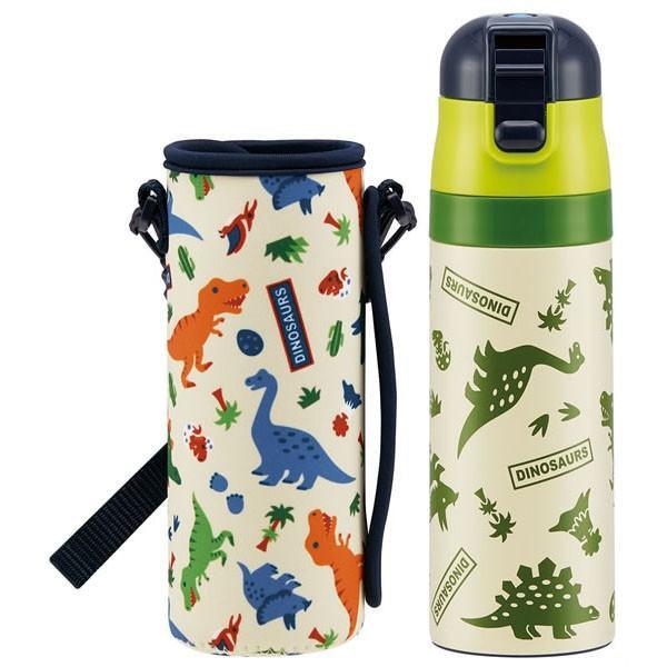 日本 Skater 恐龍 保冷 保溫 不鏽鋼水壺 470ml|直飲 彈蓋 防撞保護套 - 富士通販