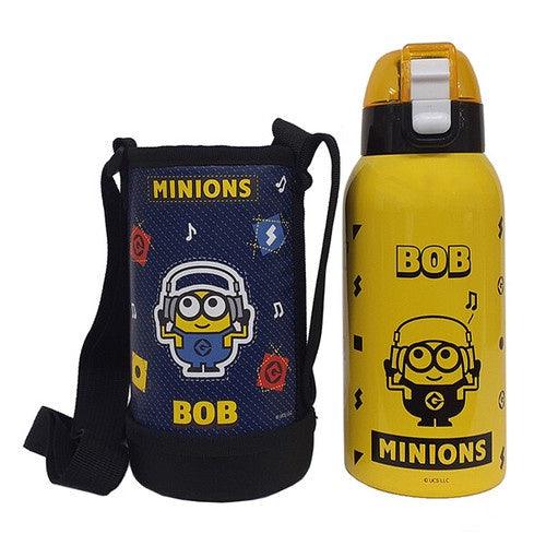 日本 Skater 小小兵 保冷 保溫 不鏽鋼水壺 600ml|直飲 彈蓋 附杯袋 - 富士通販