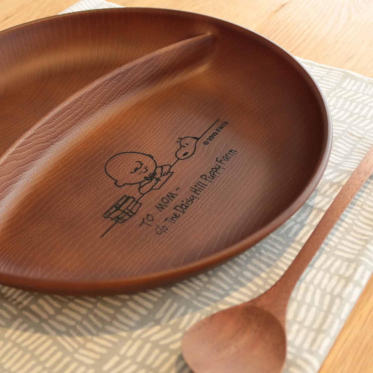 日本 SNOOPY史努比木紋餐盤|圓盤|雙格盤-日本製 - 富士通販