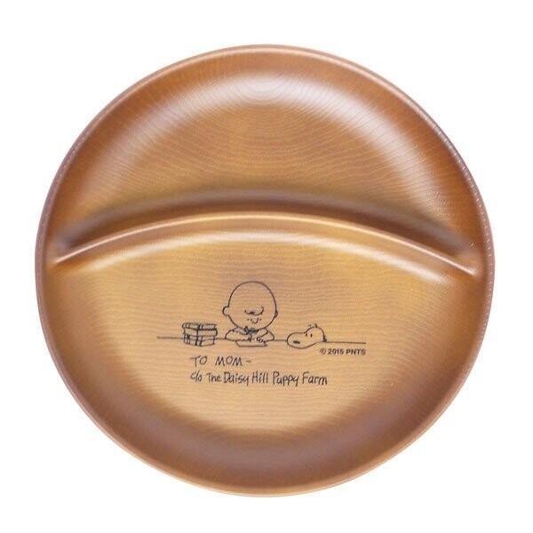 日本 SNOOPY史努比木紋餐盤|圓盤|雙格盤-日本製 - 富士通販