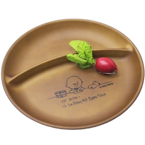 日本 SNOOPY史努比木紋餐盤|圓盤|雙格盤-日本製 - 富士通販