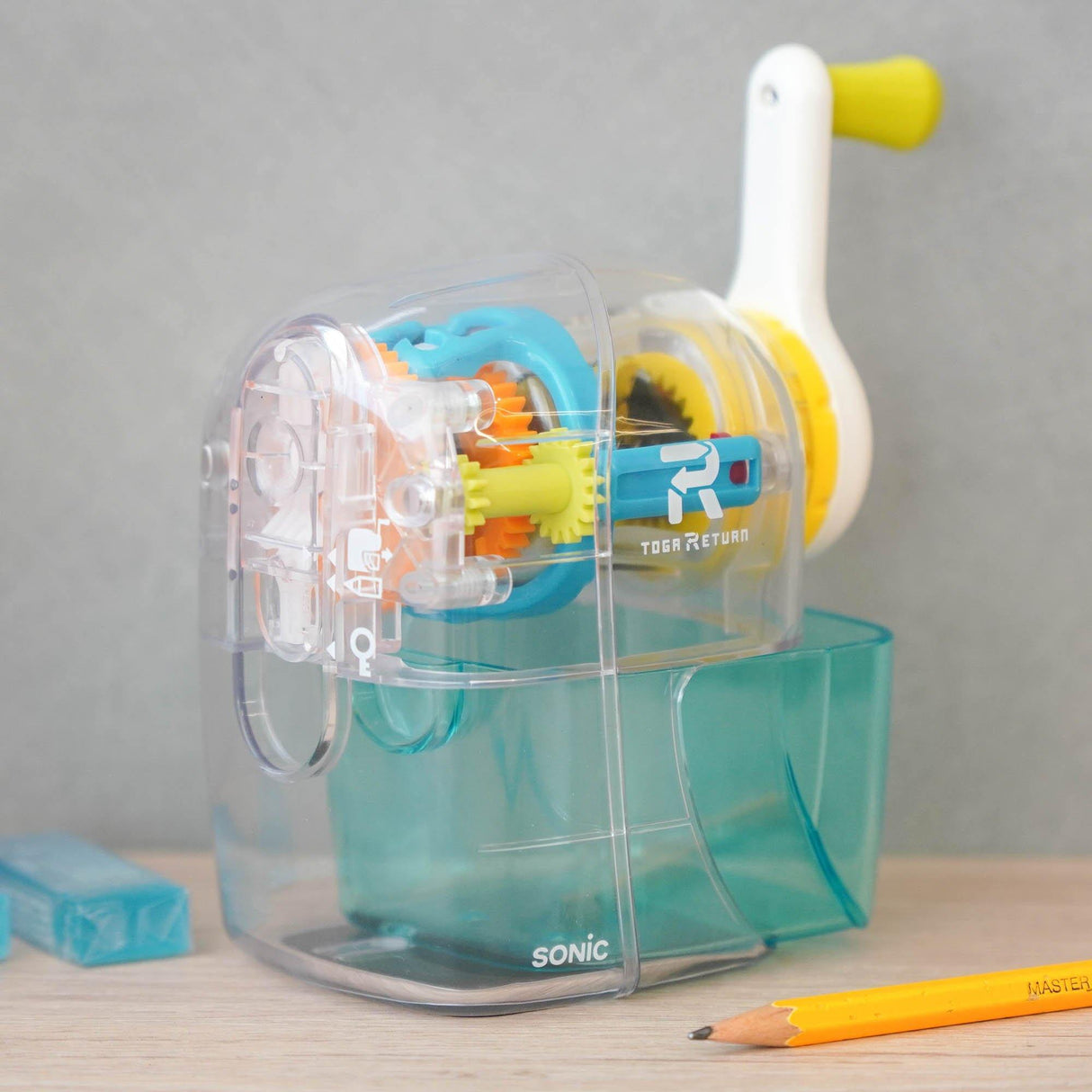 日本SONIC透明安全削鉛筆機|省筆芯削色鉛筆,加大集塵盒 - 富士通販