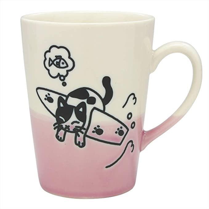 日本製 動物衝浪 SURF 美濃燒馬克杯|北極熊 貓咪 280ml - 富士通販