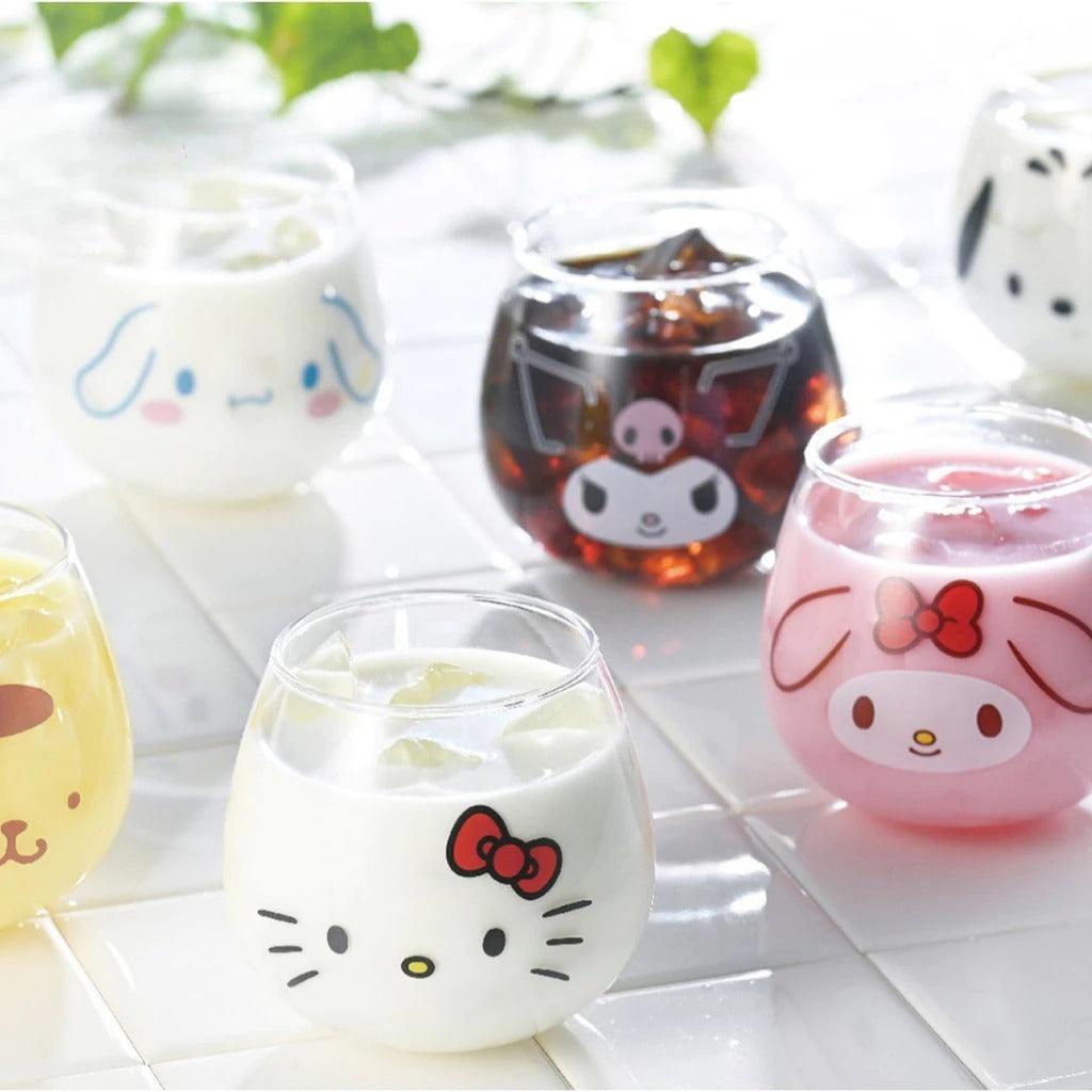 日本製不倒翁透明玻璃杯 牛奶杯 320ml|大耳狗 酷洛米 帕恰狗 Hello Kitty 美樂蒂 布丁狗