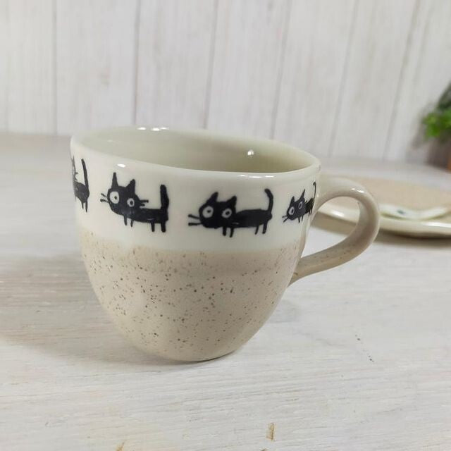 日本製 美濃燒 黑貓餐具│300ML 湯碗杯 湯匙 點心盤