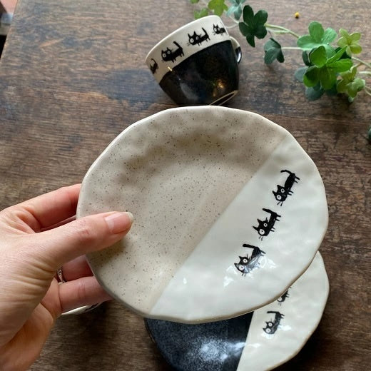 日本製 美濃燒 黑貓餐具│300ML 湯碗杯 湯匙 點心盤