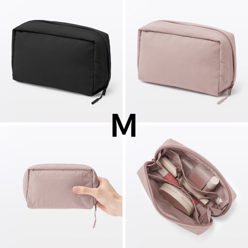 日本 MUJI 無印良品 防潑水化妝包 S/M 黑色 粉色 化妝包大容量 小化妝包 防水化妝包