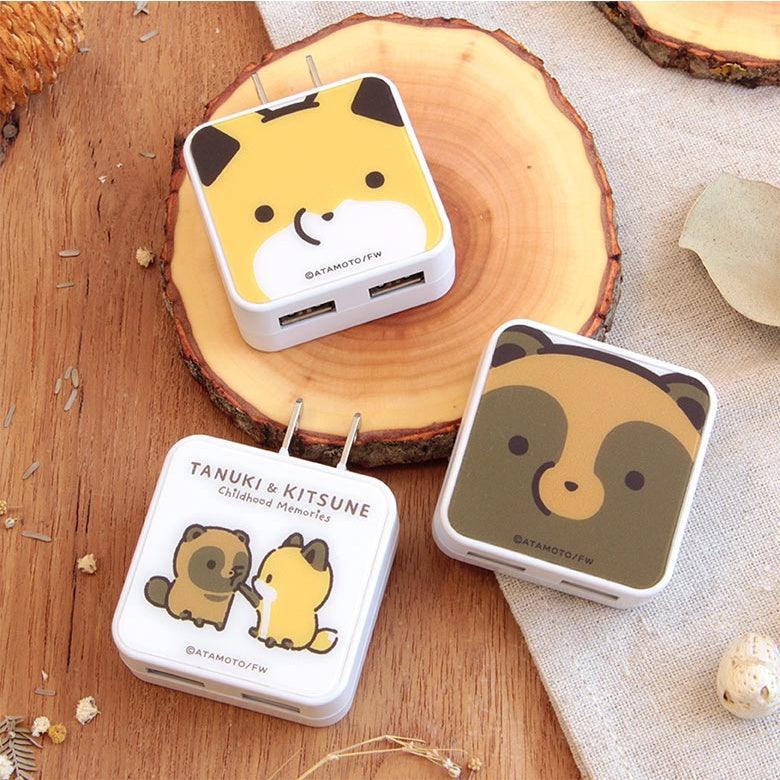 雙孔USB轉接頭-森林動物狐狸|手機傳輸線插頭、充電頭 - 富士通販