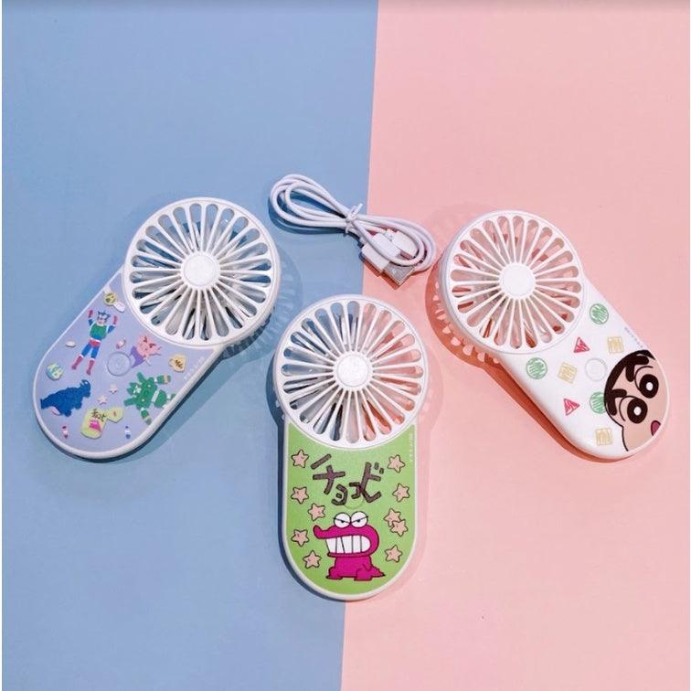 蠟筆小新充電式風扇|日本萬代,三段調節風速、USB手持風扇、露營風扇 - 富士通販