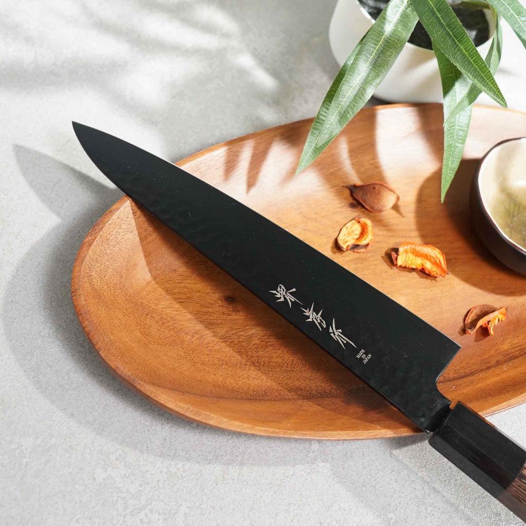 日本製 堺孝行|黑影 VG10 鎚目 鐵氟龍塗層 牛刀 日本刀 主廚刀 210mm 不沾黏 切肉 切魚 - 富士通販