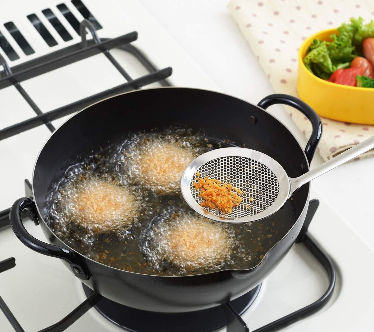 吉川YOSHIKAWA不鏽鋼火鍋|炸物細網勺 濾油網 -日本製 - 富士通販