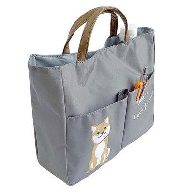 日本柴犬手提袋|動物袋中袋、灰色收納袋 - 富士通販