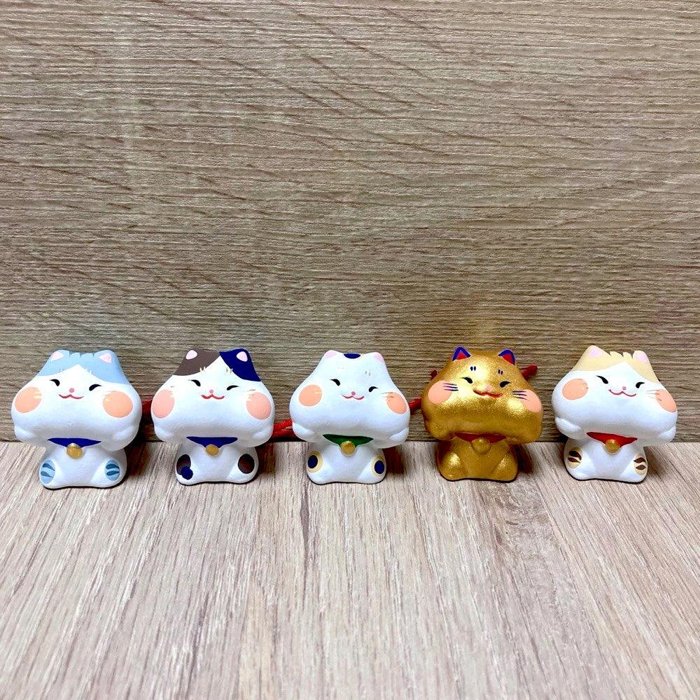 貓咪捧臉公仔|無釉陶瓷、辦公療癒、含算命書籤 - 富士通販