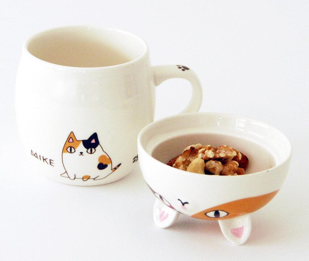 貓咪杯蓋馬克杯|三花貓咖啡杯,杯蓋可當作點心盤 - 富士通販