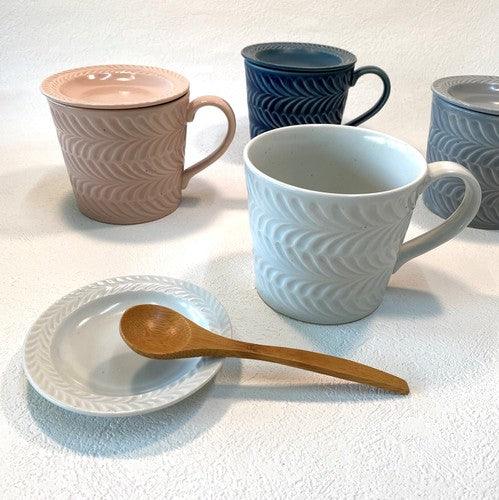 日本製 波佐見燒 迷迭香造型 馬克杯 小盤子|下午茶餐具 - 富士通販