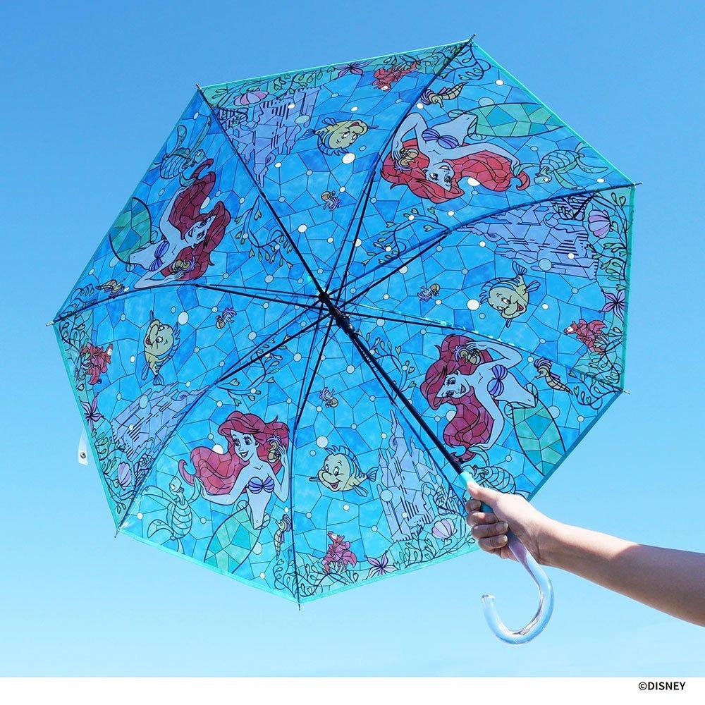 日本 迪士尼 小美人魚 愛麗兒 愛麗絲|玻璃彩繪雨傘 兒童雨傘 透明雨傘 - 富士通販