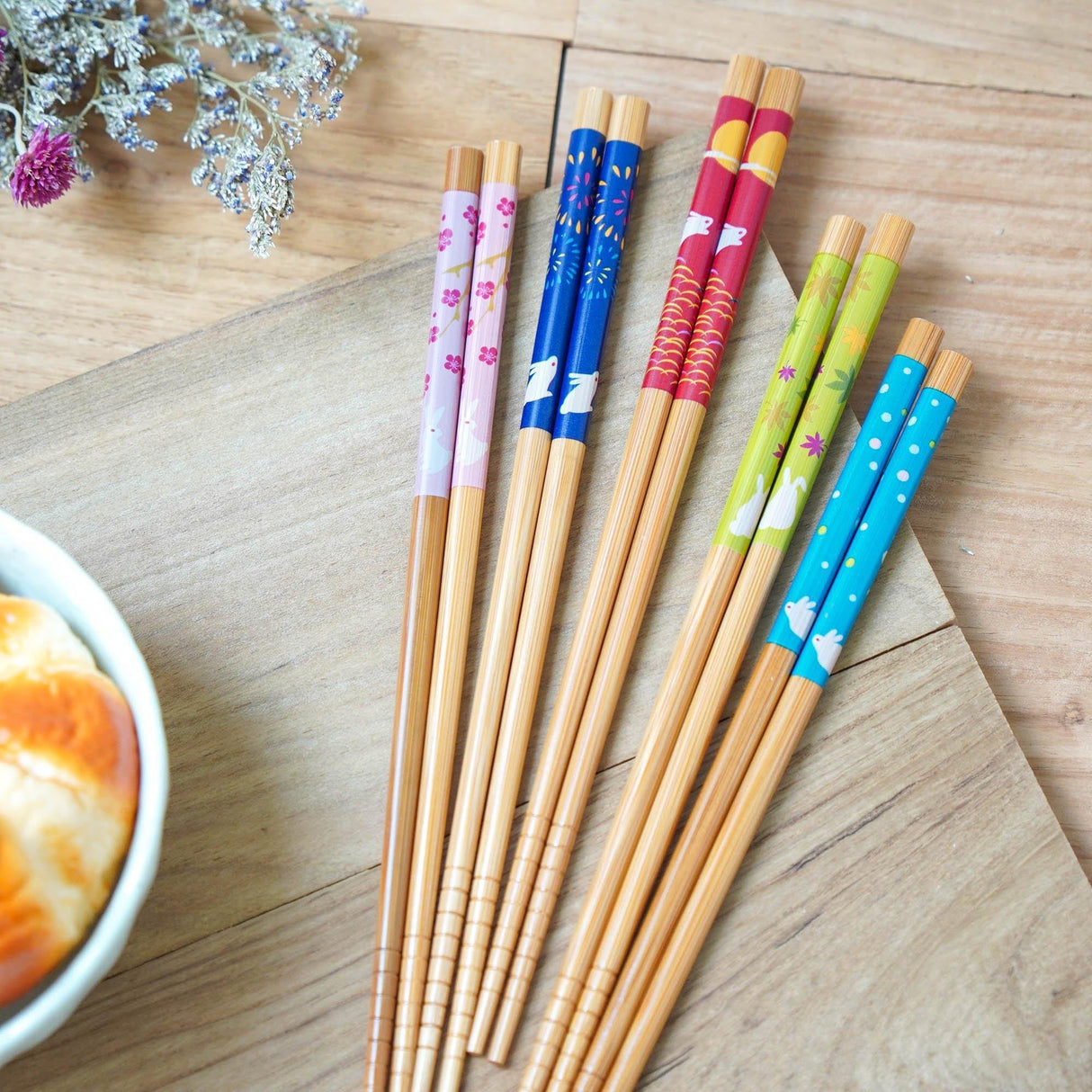 日式客人用五入筷子組|四季、月光兔子造型,日本製 - 富士通販