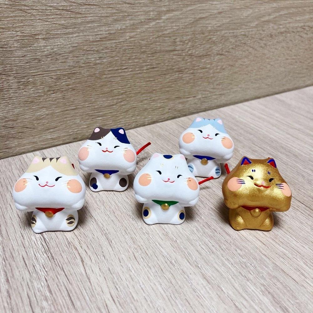 貓咪捧臉公仔|無釉陶瓷、辦公療癒、含算命書籤 - 富士通販