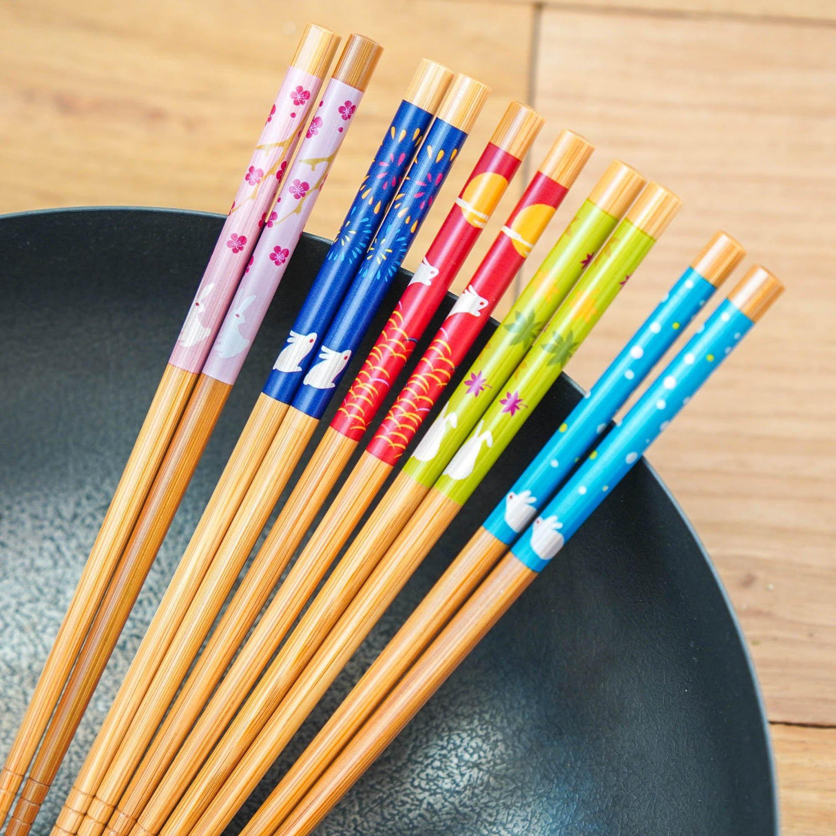 日式客人用五入筷子組|四季、月光兔子造型,日本製 - 富士通販