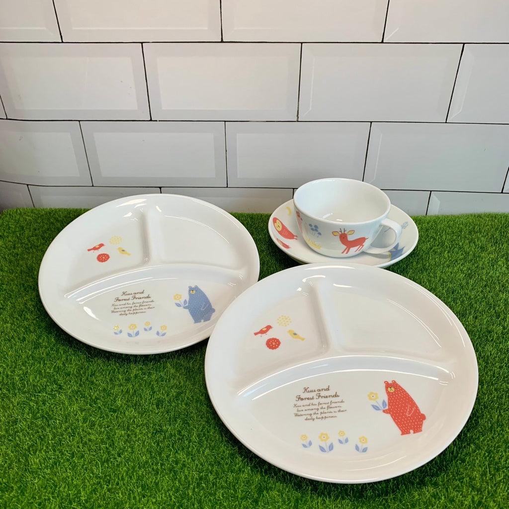 森林朋友 兒童餐具|陶瓷 圓盤 分隔盤 湯杯 - 富士通販