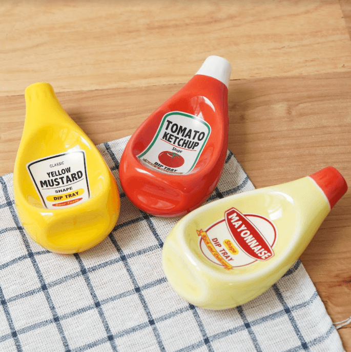 日本創意擠壓造型醬料碟|美乃滋、紅番茄、黃芥末 - 富士通販
