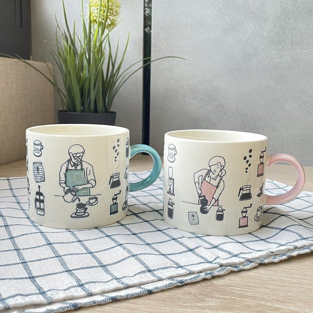 聖誕交換禮物推薦|美濃燒文青風咖啡師馬克杯/情侶咖啡杯 - 富士通販