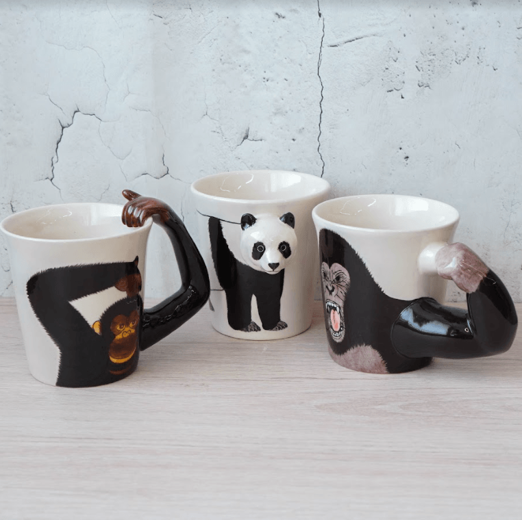 動物園區耐熱馬克杯|熊貓、猴子、大象、大猩猩、長頸鹿 - 富士通販