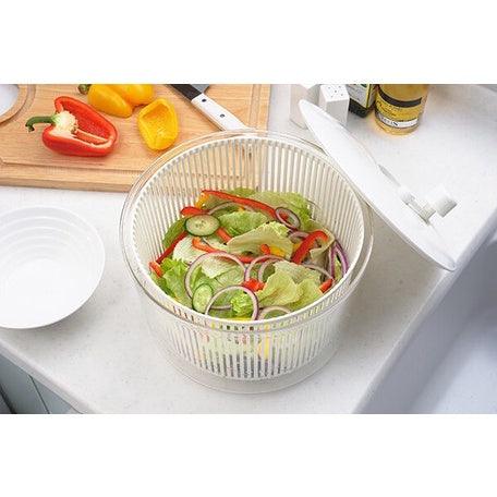日本製 蔬果瀝水器|生菜沙拉 蔬果脫水器 甩乾瀝水籃 - 富士通販