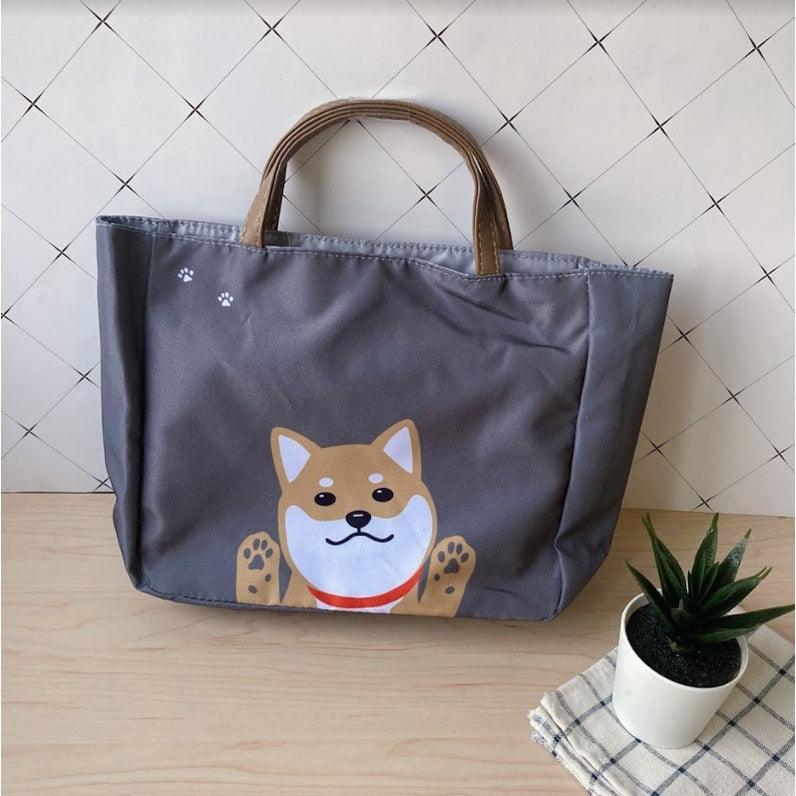 日本柴犬手提袋|動物袋中袋、灰色收納袋 - 富士通販