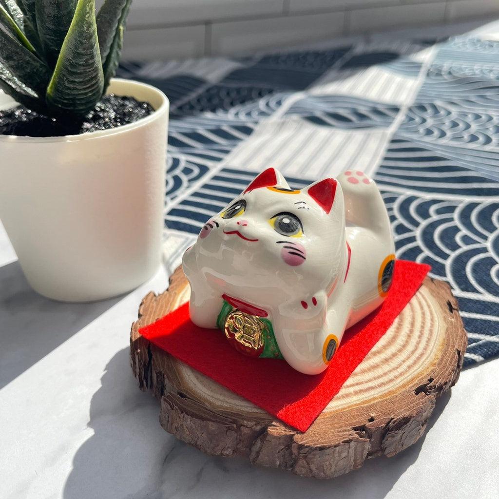 趴勢福彩貓擺飾|捧臉貓 大眼貓 貓陶器 招財貓 開運擺飾 可愛公仔 漫畫眼 - 富士通販