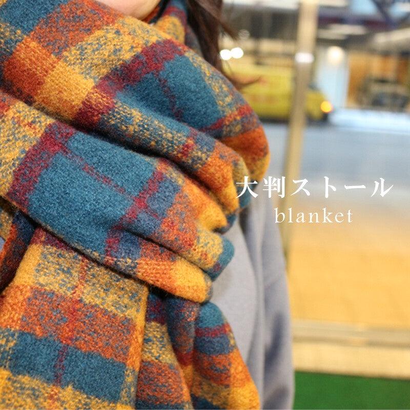 日系百搭經典格紋圍巾|多功能/披肩/毯子/午睡毯 - 富士通販