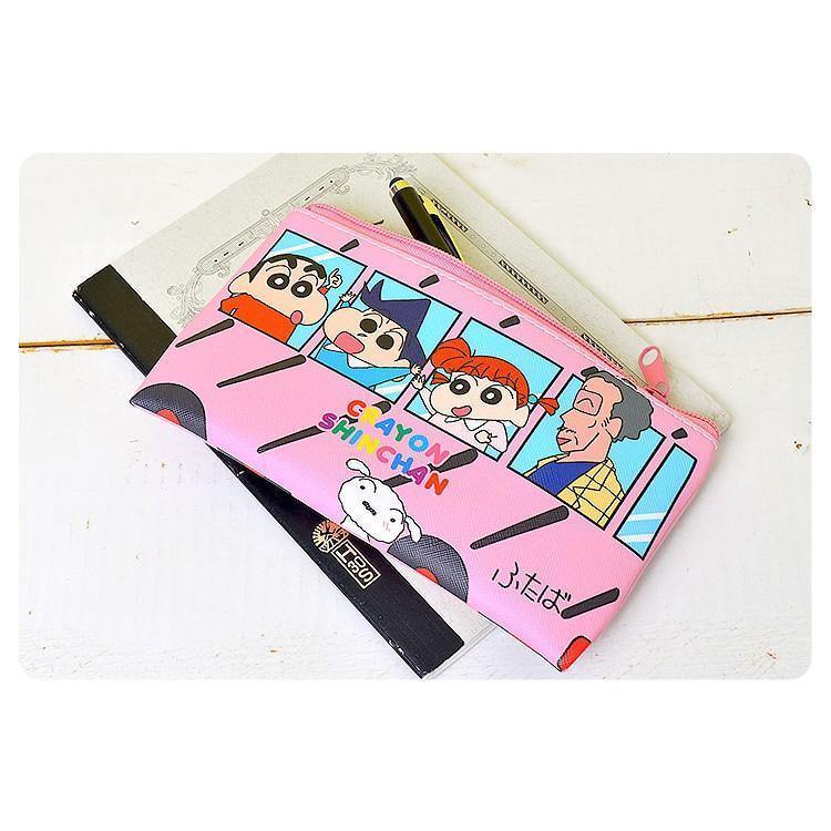 日本蠟筆小新皮質方型拉鍊鉛筆袋|文具包 - 富士通販