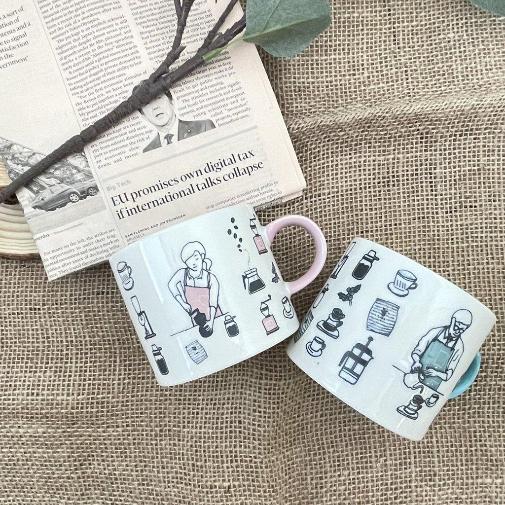 聖誕交換禮物推薦|美濃燒文青風咖啡師馬克杯/情侶咖啡杯 - 富士通販