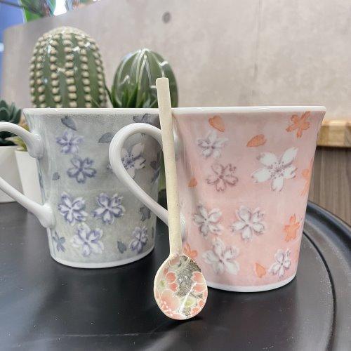 日本製 陶瓷勺-錦櫻|攪拌勺 茶勺 櫻花勺陶器 - 富士通販