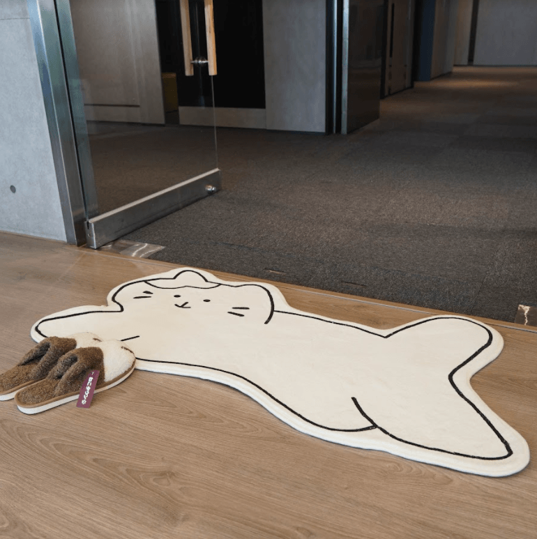 冬季保暖|可愛貓咪床邊毯,防滑溫暖地墊 - 富士通販