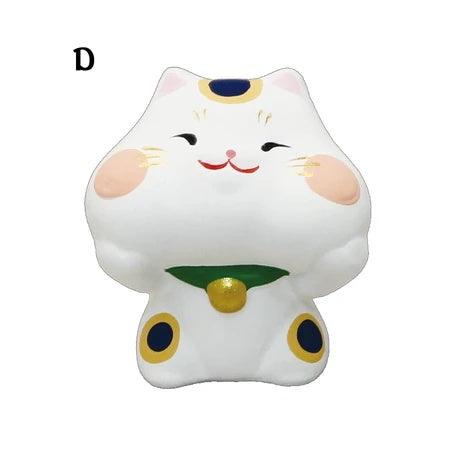 貓咪捧臉公仔|無釉陶瓷、辦公療癒、含算命書籤 - 富士通販