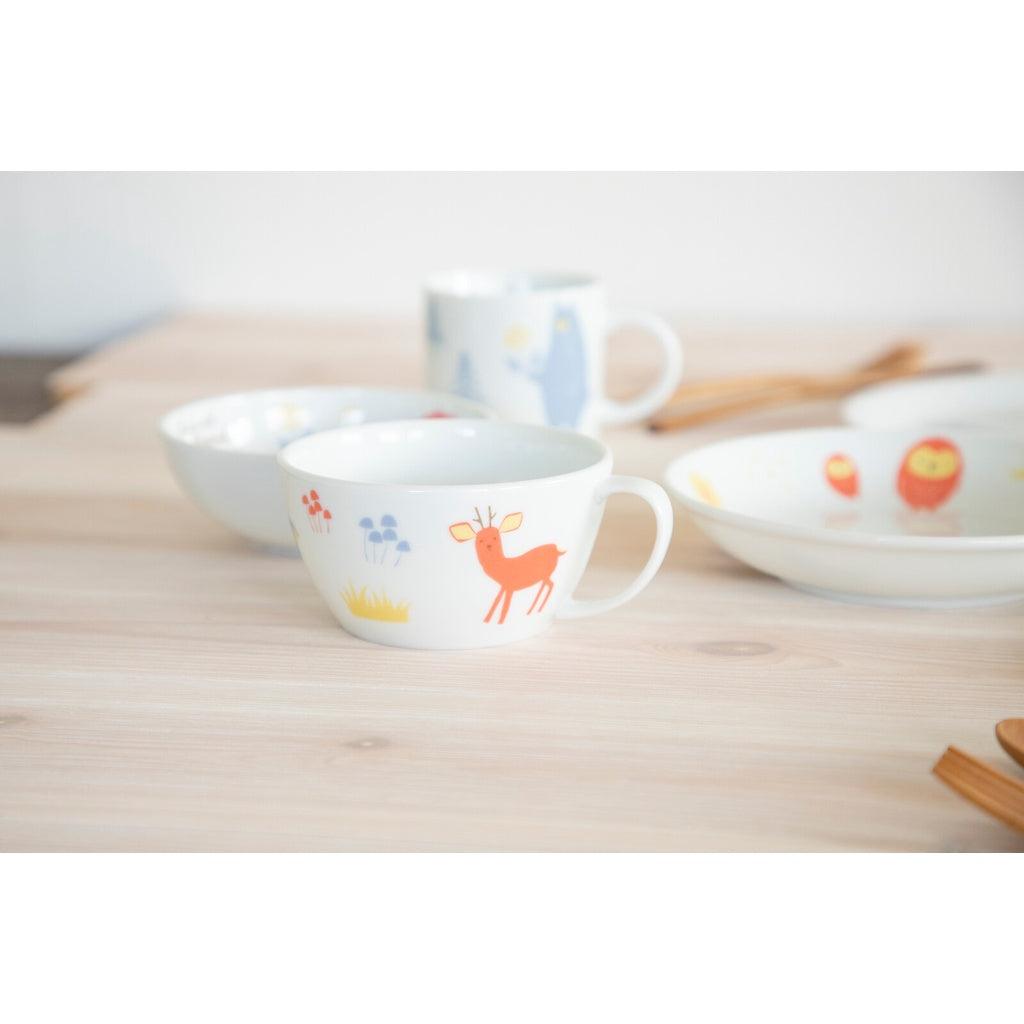 森林朋友 兒童餐具|陶瓷 圓盤 分隔盤 湯杯 - 富士通販