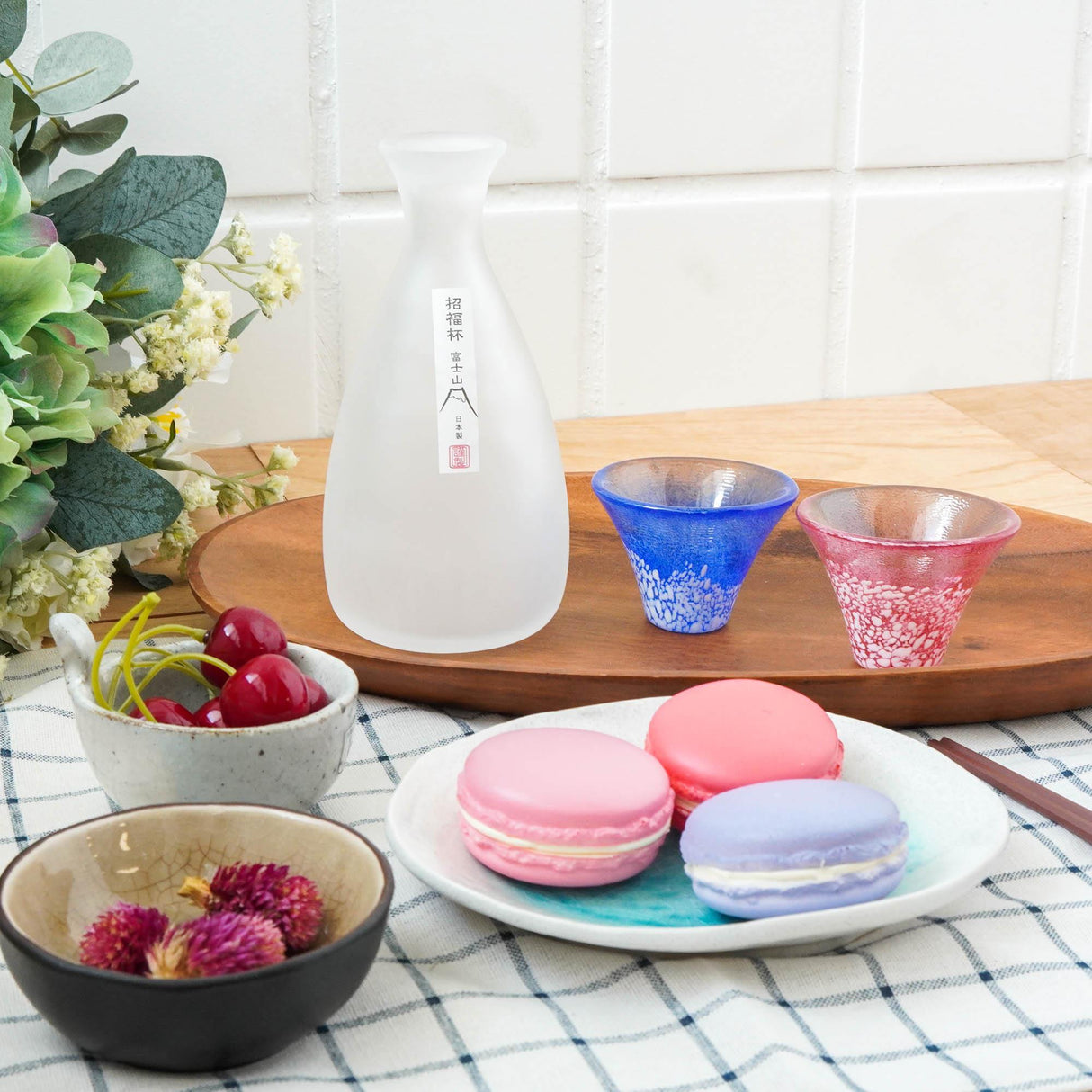 日本富士山招福清酒玻璃杯禮盒|手工質感 - 富士通販