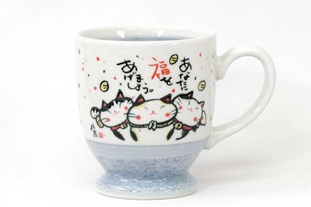 日本 來福貓平安祈福馬克杯|咖啡杯-紅色|藍色-日本製 - 富士通販