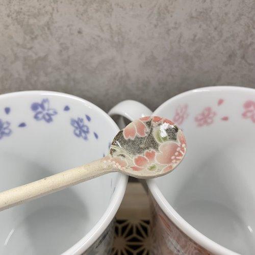 日本製 陶瓷勺-錦櫻|攪拌勺 茶勺 櫻花勺陶器 - 富士通販