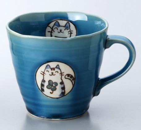 日本開運風水貓馬克杯|黃色招財、白色招福、藍色工作 - 富士通販