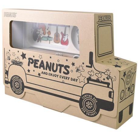 史努比巴士餐盤組|內含盤子、馬克杯、湯匙、叉子 - 富士通販