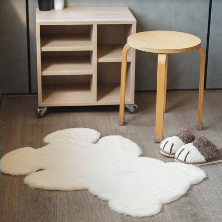 冬季保暖|泰迪熊柔軟毛絨地毯,乳白色 / 卡其色 - 富士通販