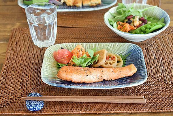 日本製美濃燒手工製作刨花雙色餐盤 - 富士通販