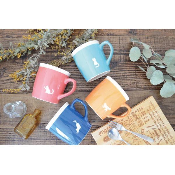 日本製 美濃燒 貓剪影馬克杯 藍/粉/綠/橘|貓咪馬克杯 貓奴 - 富士通販