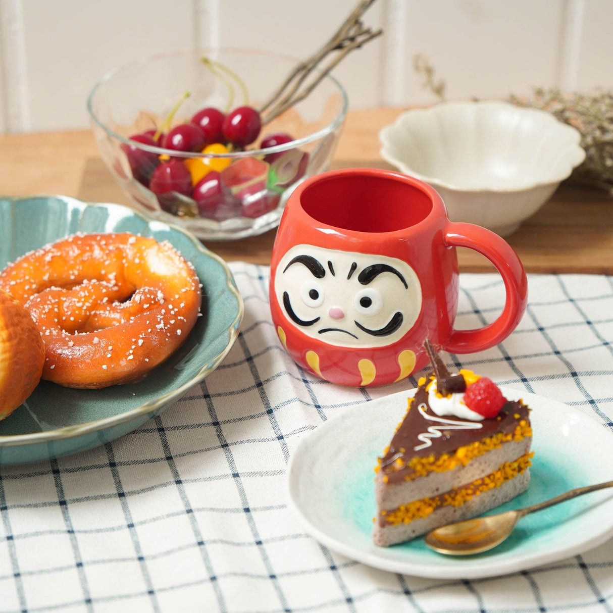 日本達摩美濃燒陶瓷杯|開運必勝合格戀愛不倒翁 - 富士通販